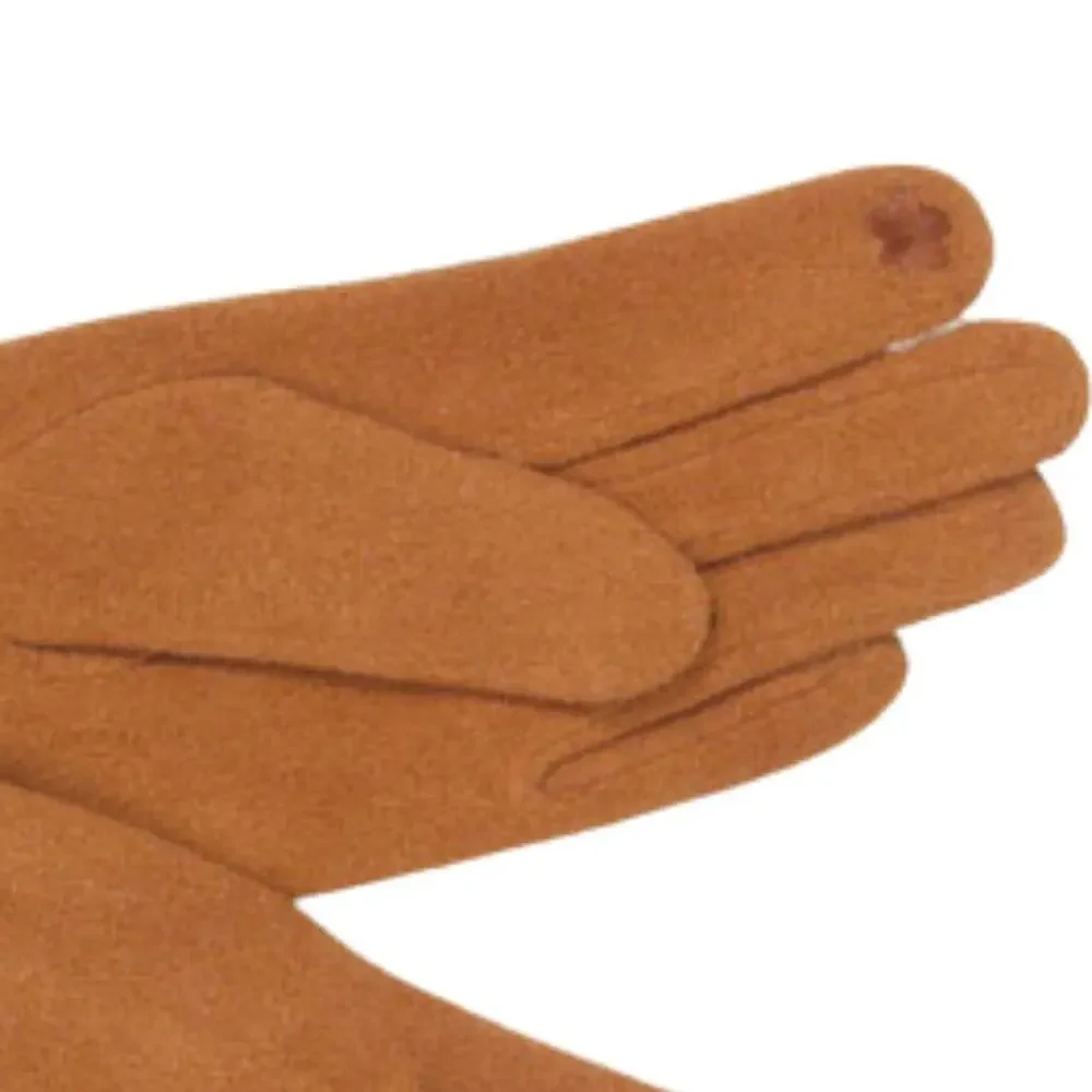 Women's Fall Winter Gloves Camel & Herringbone Faux Cashmere Touch Screen